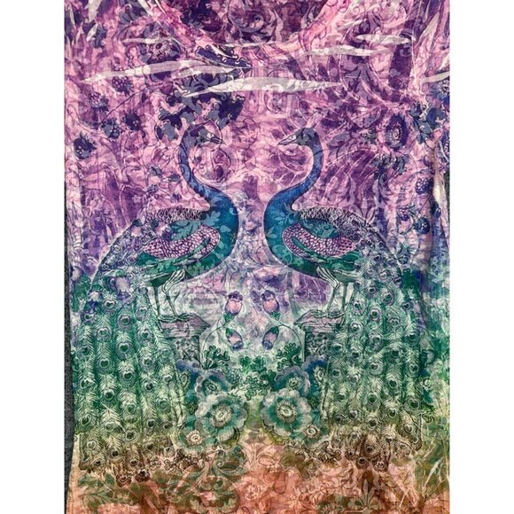Vintage Y2K Fairygrunge Top Short Sleeve Rainbow Peacock Boho Whimsigoth Artsy - Picture 4 of 7